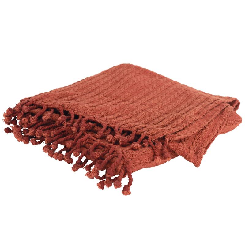 Rizzy Home Cable Knit Throw, 50" x 60" - Rust