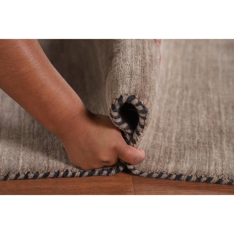 Brown Gabbeh Area Rug Handmade Oriental Wool Carpet - 6'8"x 9'9"