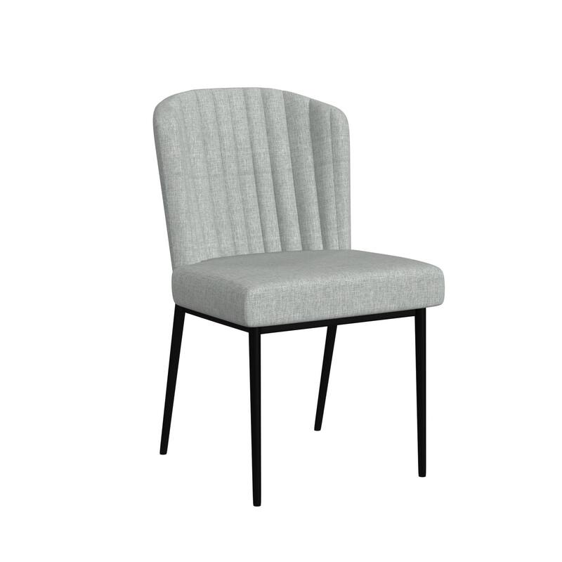 HomePop ChannelBack Dining Chair with Metal Legs-Gray Woven (set of 2)
