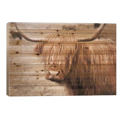 Scottish Highland Cattle I Neutral Print On Wood by Alan Majchrowicz - Multi-Color