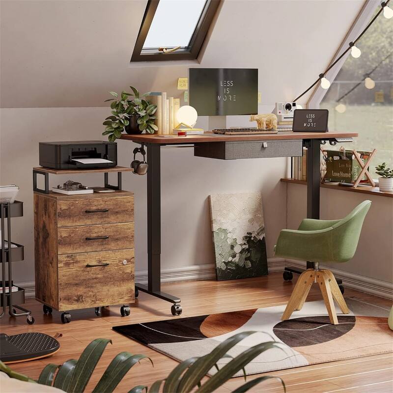 3-Drawer Rolling Filing Cabinet - 6.3"D x 30.12"W x 21.65"H