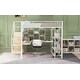 preview thumbnail 3 of 8, Metal Full Loft Bed w/Desk, Storage Stairs, Wardrobe, Shelves - White