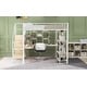preview thumbnail 5 of 16, White Full Size Metal Loft Bed with Storage Staircase and Small Wardrobe, Built-in Desk and Storage Shelves
