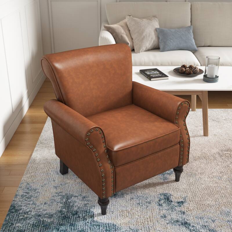 Modern Upholstered Armchair Nailhead Trim Accent Chair