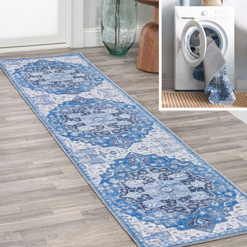 JONATHAN Y Marrakesh Ornate Medallion Machine Washable Area Rug