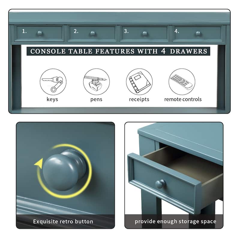 Modern Console Table/Sofa Table with Storage Drawers and Bottom Shelf for Entryway Hallway