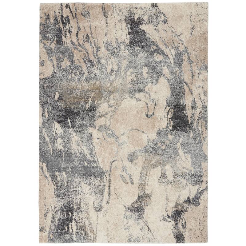 Janey Power Loomed Distressed Abstract Modern Stain Resistant Area Rug By HomeRoots - 72' X '48' X '0.75