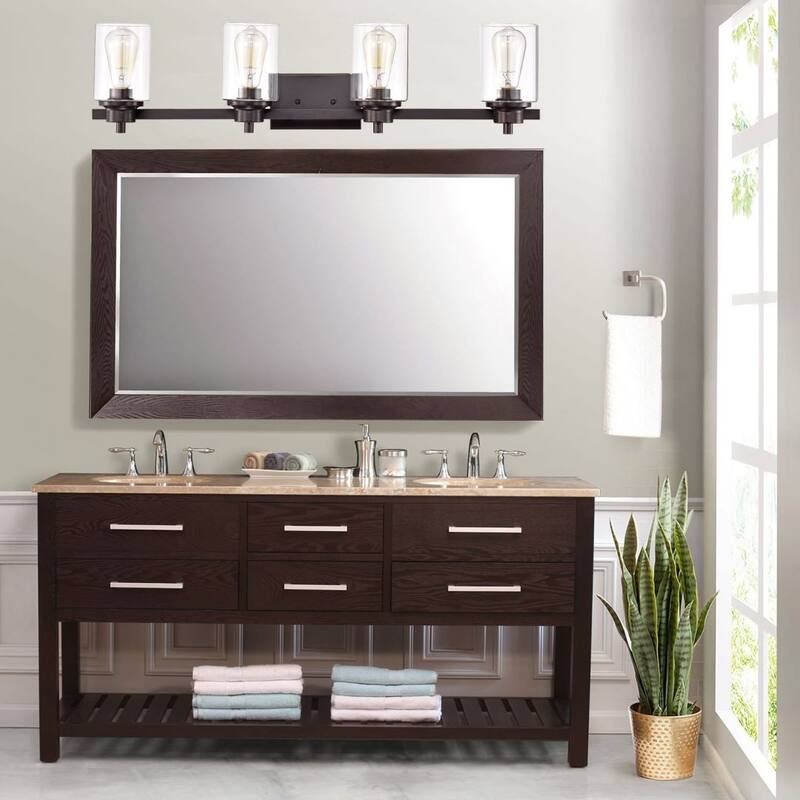 Avalon 4 Light Contemporary Vanity Bath Light with Clear Glass - Oil Rubbed Bronze
