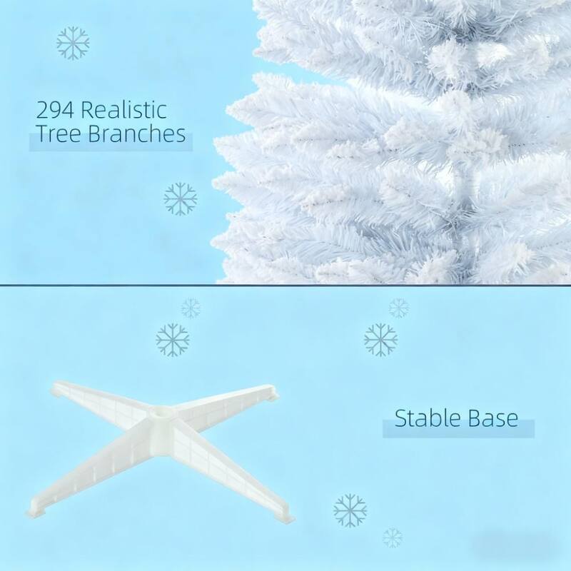 White Artificial Christmas Tree - Sectioned Design, Detachable Base, Easy Assembly