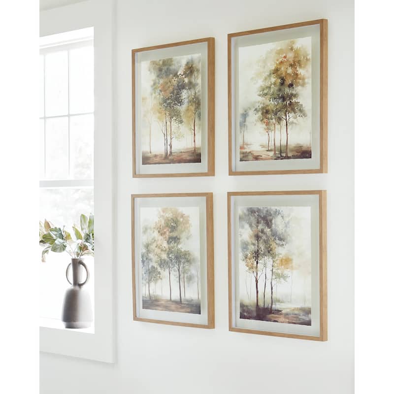 Signature Design by Ashley Bryneford Green/White Wall Art (Set of 4)