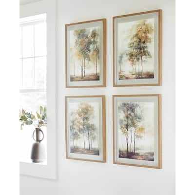 Signature Design by Ashley Bryneford Green/White Wall Art (Set of 4)