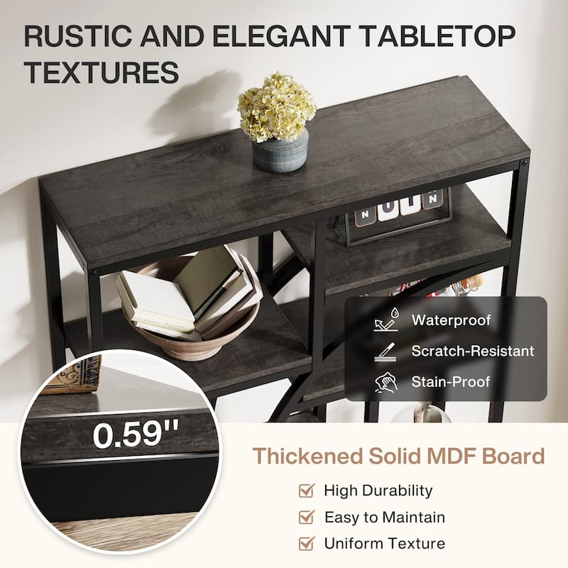 Bookshelf Industrial 5 Tier Etagere Bookcase, Freestanding Tall Bookshelves