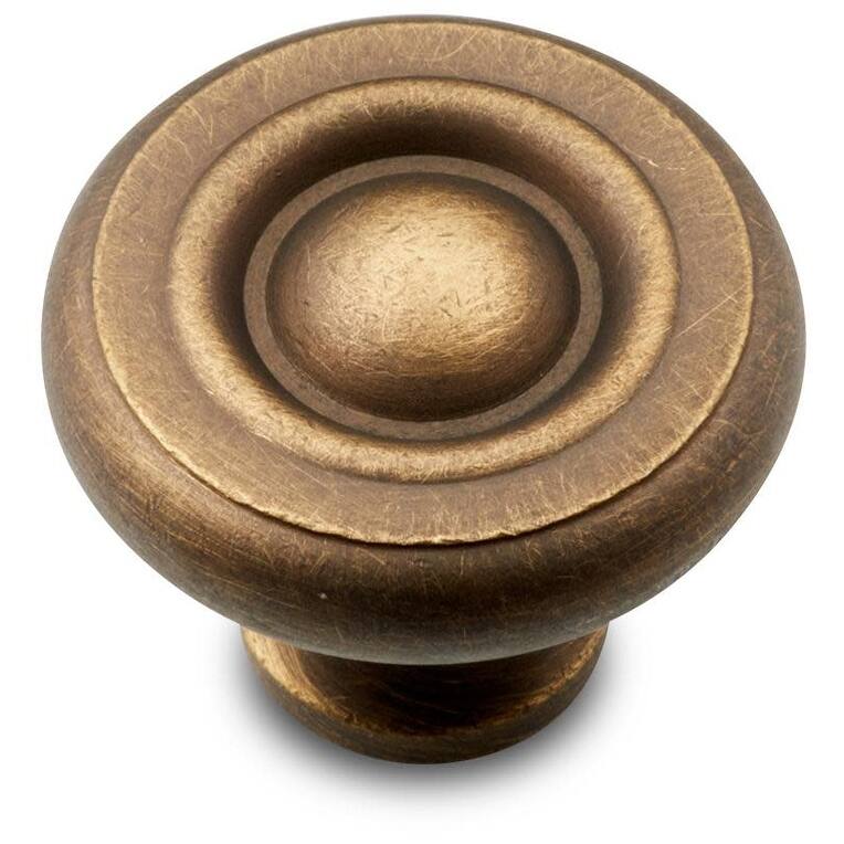 RK International CK 4244 Small Plain 1-1/4" Mushroom Cabinet Knob - Antique English