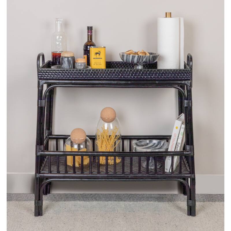 2-Tier Rattan Bar Storage Tray