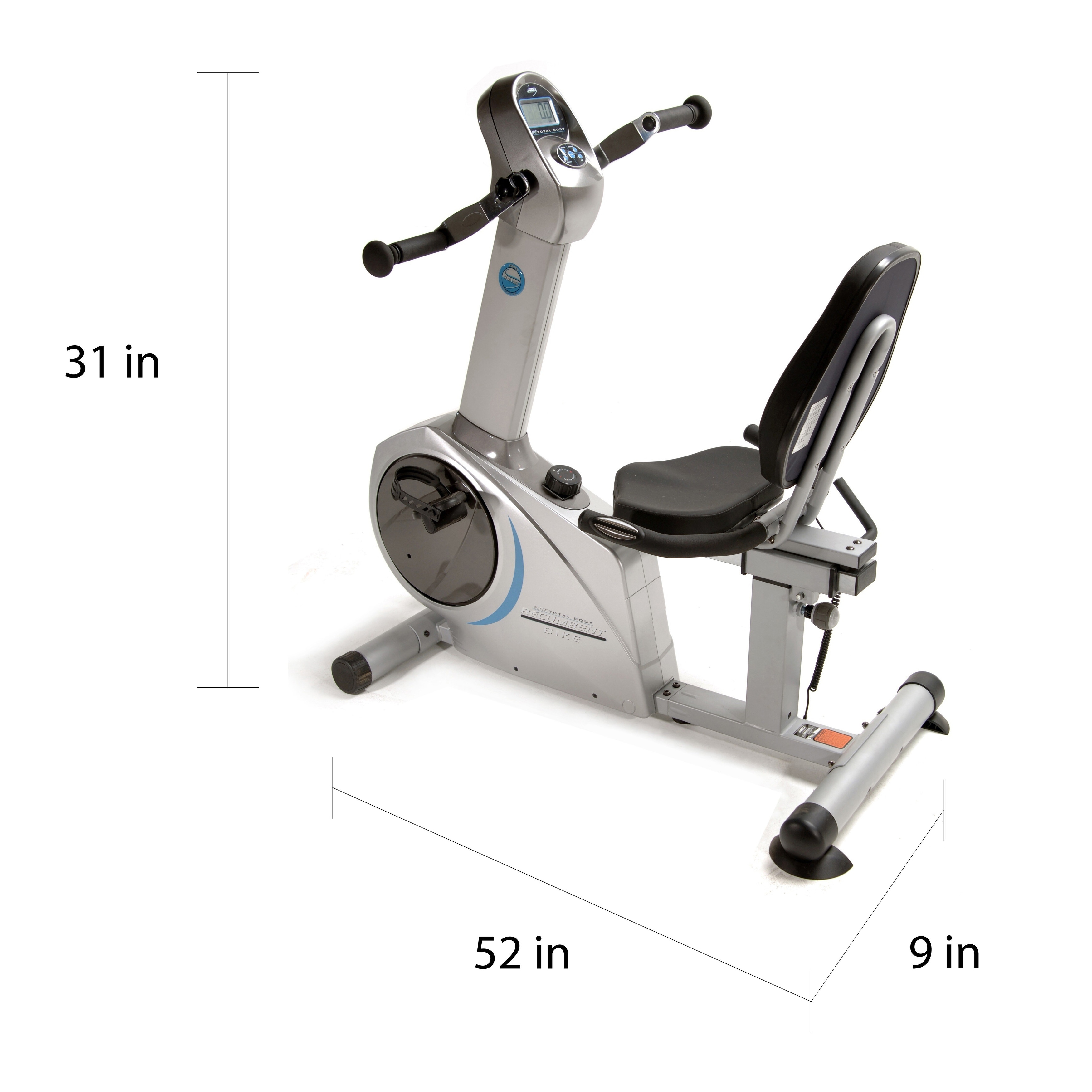 recumbent exercise bike with upper body exerciser