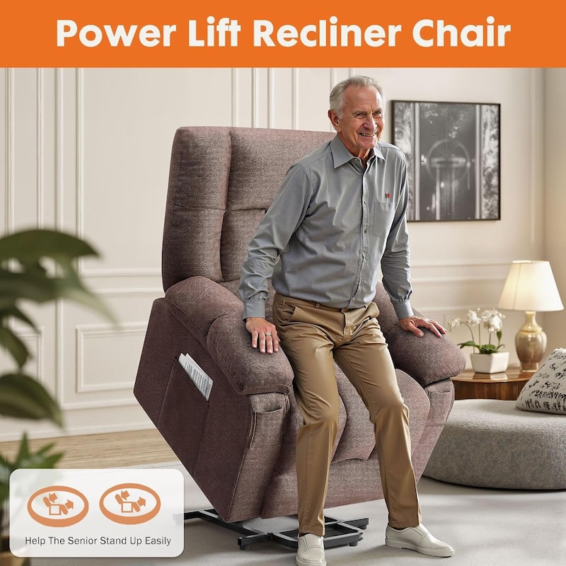 Recliner Chair, Reclining Massage Chair with Heat, Home Theater Seating Electric Power Lift Chair for Living Room