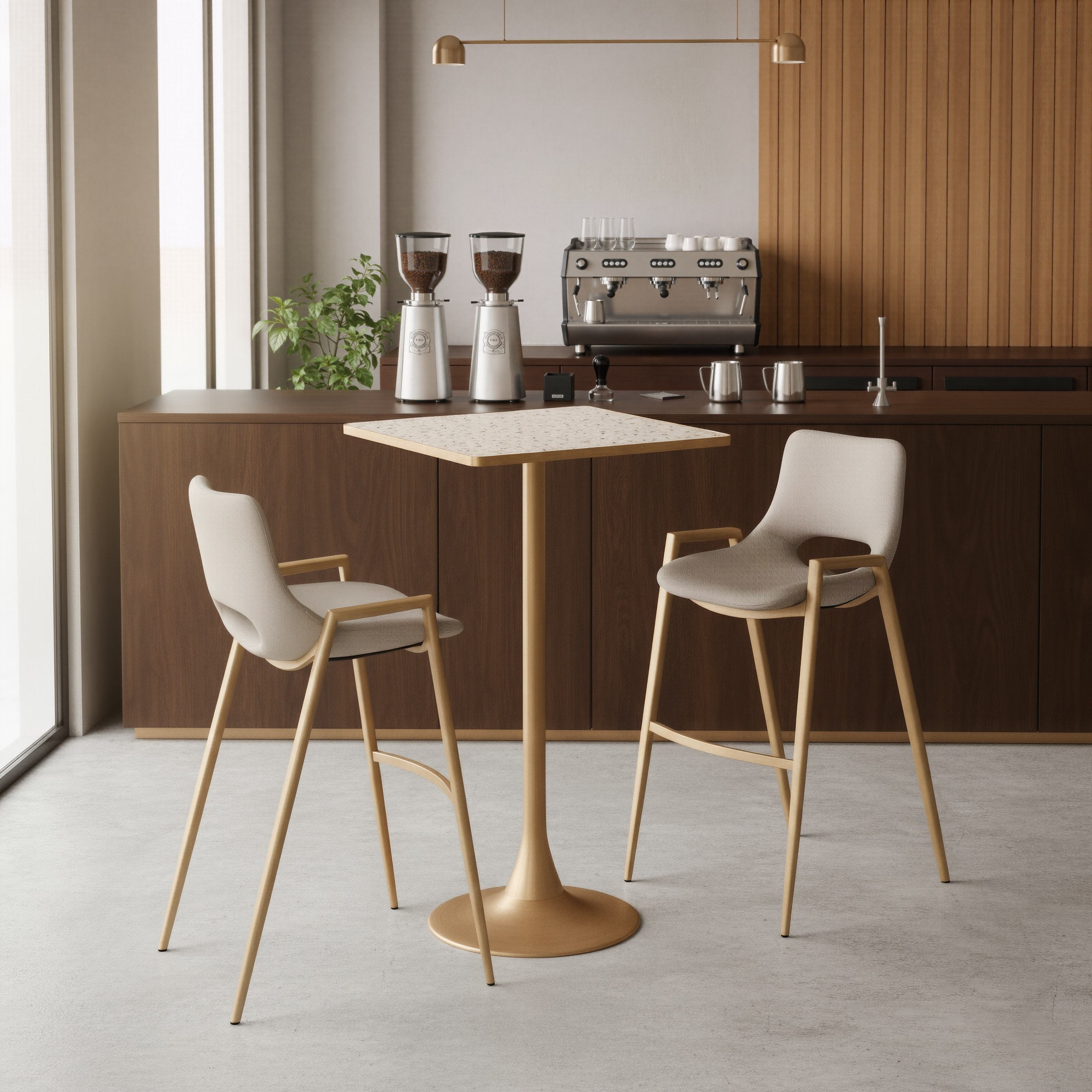 Spot Bar Table Beige & Gold
