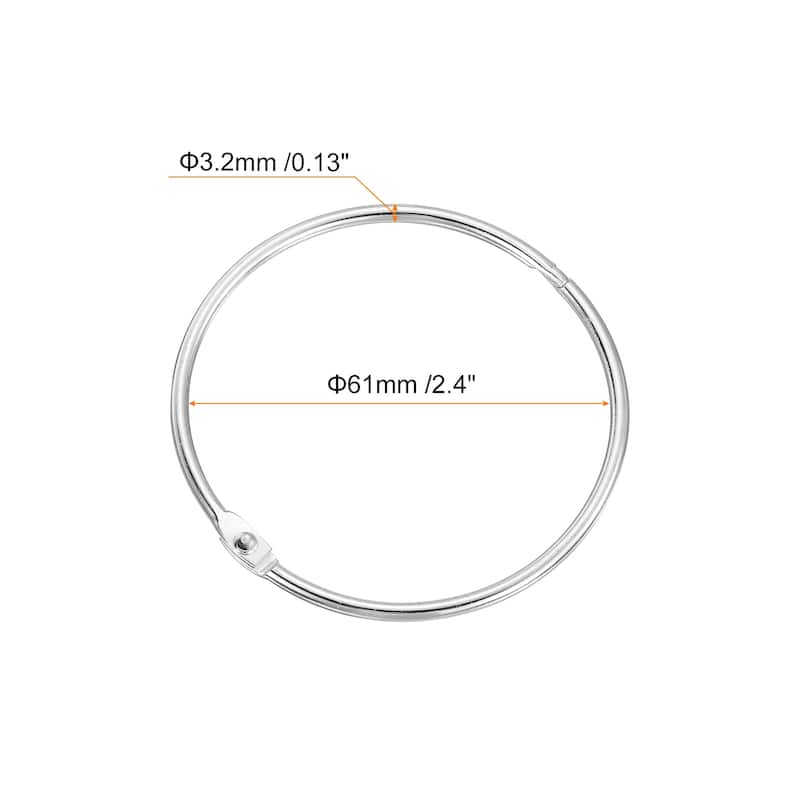 Shower Curtain Rings, 24pcs Loose Leaf Binder Rings - Silver - 2.4 Inch