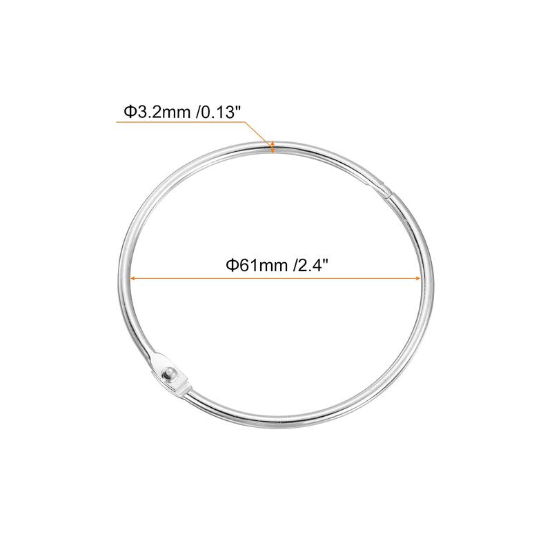 Shower Curtain Rings,15pcs Loose Leaf Binder Rings - Silver - 2.4 Inch