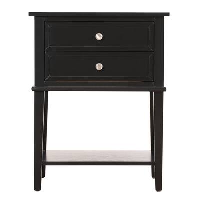 LYKE Home Black 2-drawer Nightstand