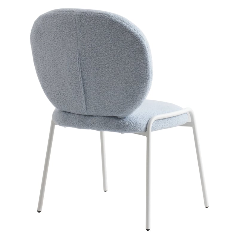 Celestial Modern Boucle Dining Chairs - Upholstered Accent Side Chairs with White Powder-Coated Iron Frame Set of 2