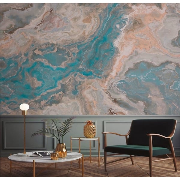 Turquoise Waves Brown Brush Colorful Splash Textile Wallpaper Overstock 31419720 Find images of living room. overstock com