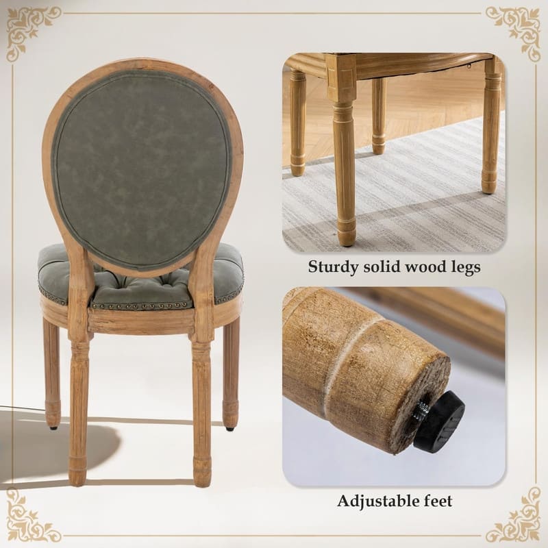 Upholstered French Style Nailhead Dining Chairs(Set of 6)
