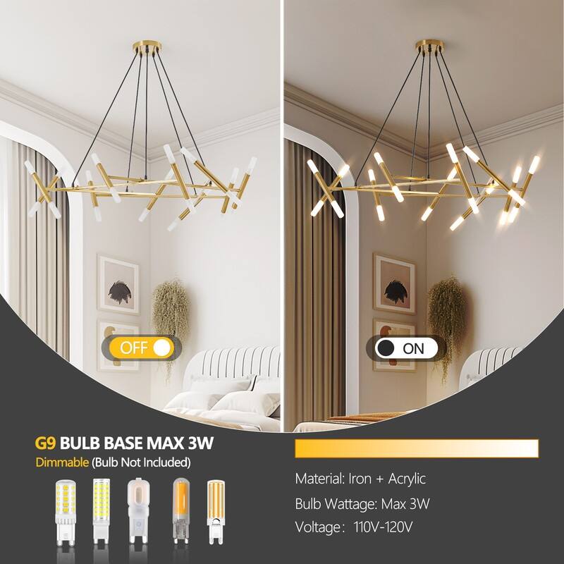Modern Chandelier Light Fixture, Branch Design with Frosted Tubes, Black Cords, Adjustable Height Pendant Light for Dining Room