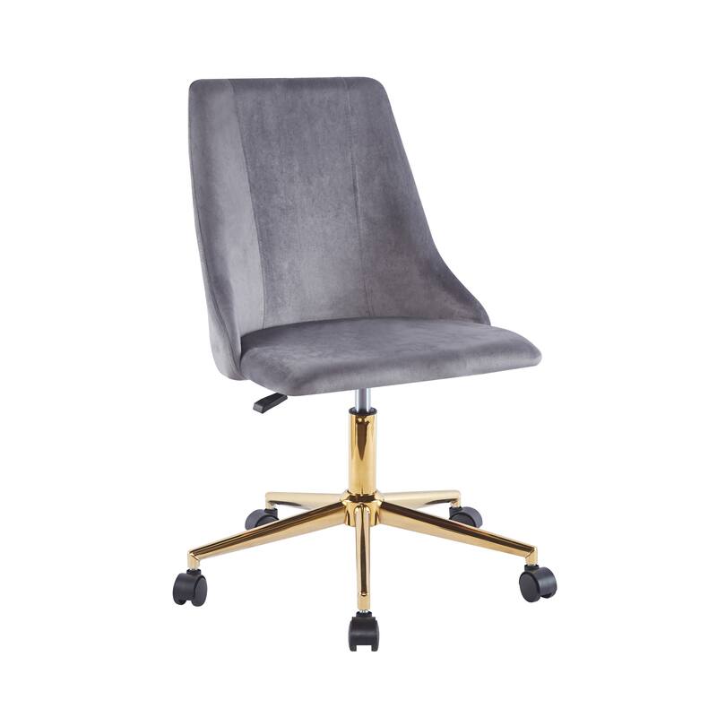 Porthos Home Rae Office Chair, Velvet Upholstery, Gold Chrome Legs