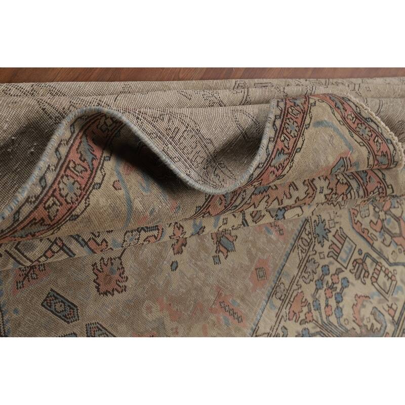 Geometric Tabriz Persian Area Rug Oriental Hand-Knotted Wool Carpet - 8'0"x 10'6"