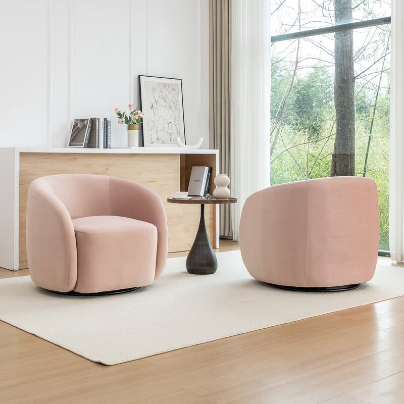 SEYNAR Modern Glam Velvet Upholstered 360 Degree Swivel Accent Armchair Set of 2