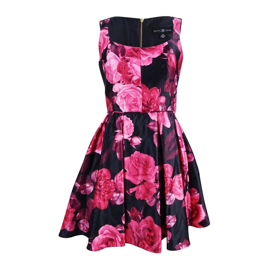 Betsy & Adam Women's Rose-Print Fit & Flare Party Dress