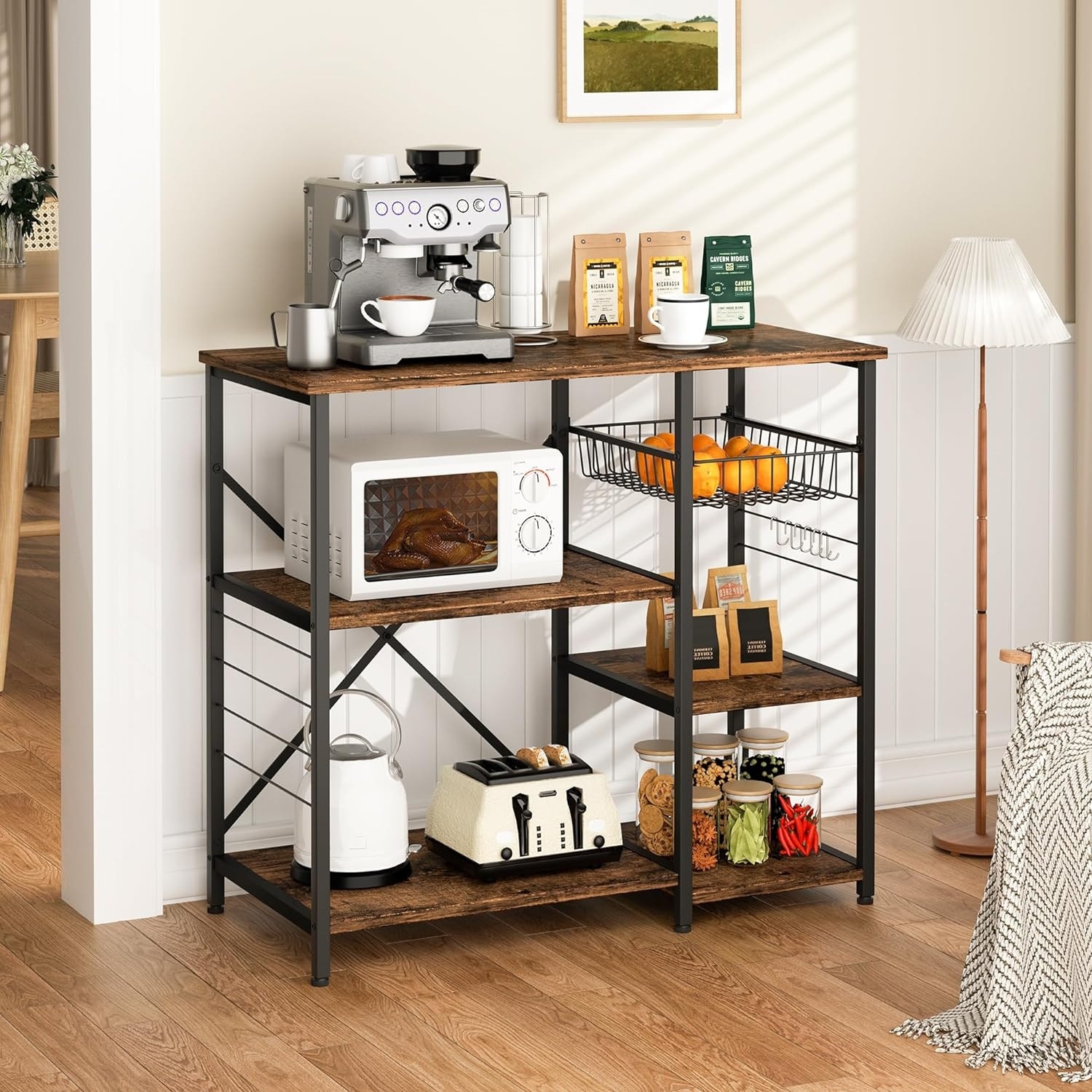 Bakers rack with pot rack clearance