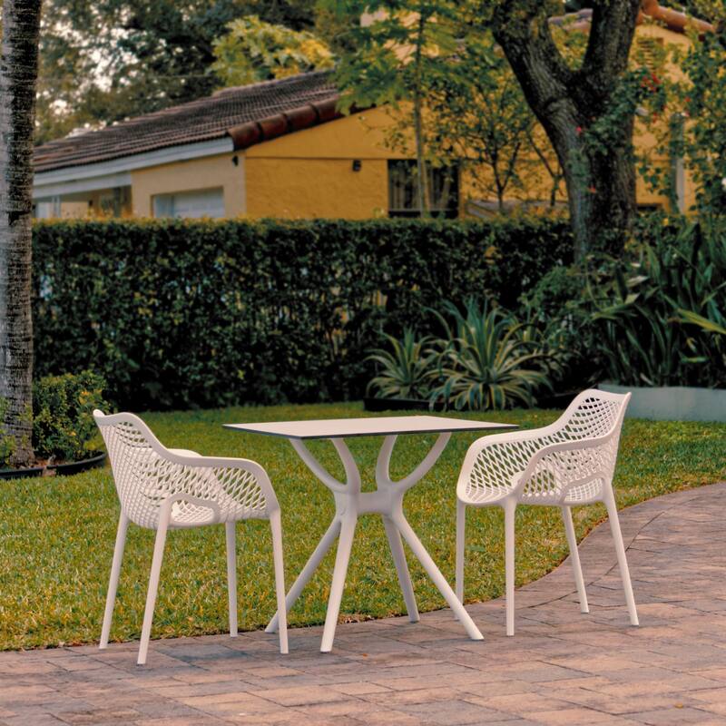 3-Piece White Recyclable Outdoor Patio Dining Set 32.25"