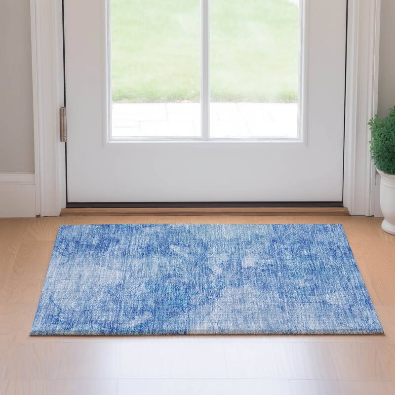 Premium Washable Super Soft Contemporary Marble Mayfield Rug - Blue - 1' 8" x 2' 6" - Rectangle