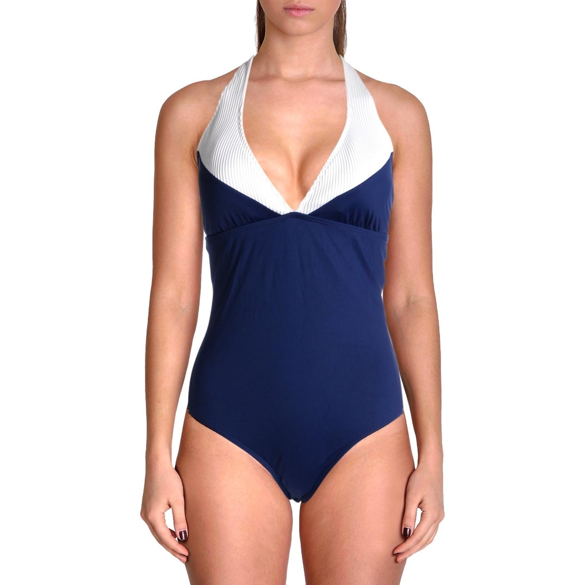 Shop Lauren Ralph Lauren Womens Textured Colorblock One Piece