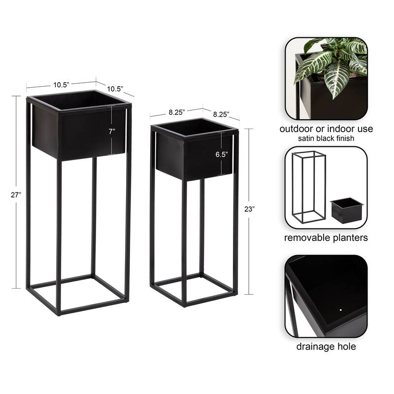 Kate and Laurel Palade Free Standing Metal Planter Set