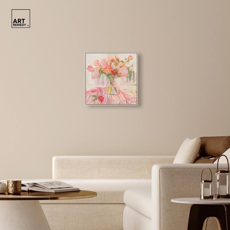 Candy Stripe Bloom Canvas by Art Remedy