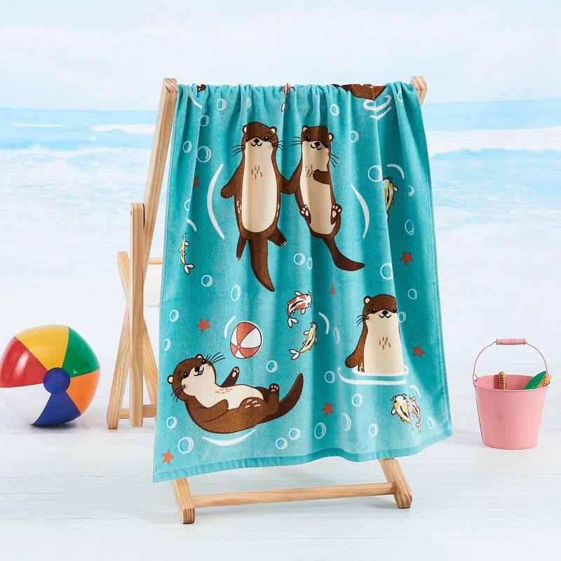 Linery & Co. 100% Cotton Printed Beach Towel for Kids, 30" x 60"