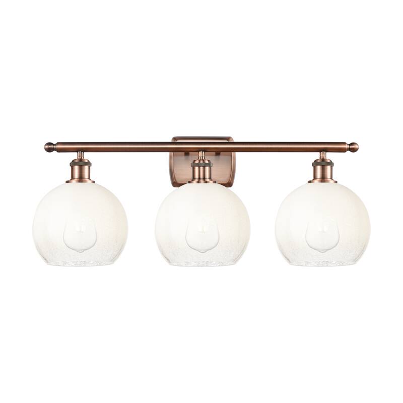 Innovations Lighting Endless Possibilities Ballston - Brookhaven Globe - 3 Light 28" Bath Vanity Light - Antique Copper/Opal