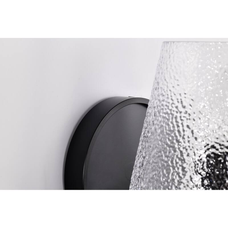 Valentine 1 Light Vanity Black Finish Hammered Glass