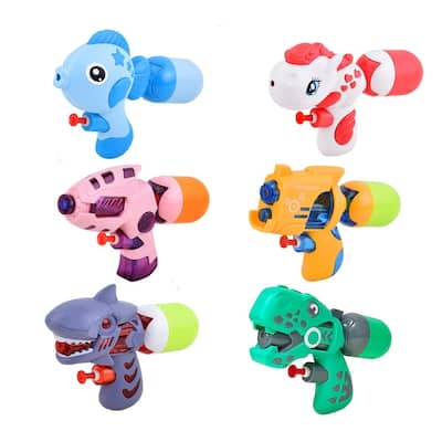 6 inches in Length Multicolor PVC 6 Pack Animal Water Blaster Squirt Gun for Kids - 4 x 6 x 8