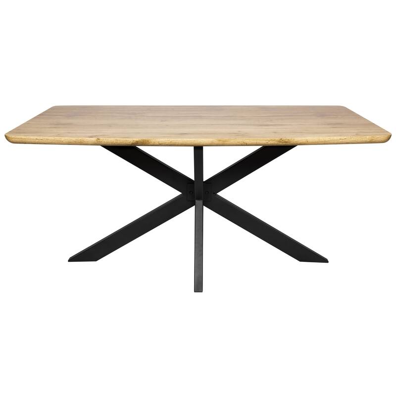 Ravenna Modern 63" Rectangular Dining Table with Solid Wood Top & X-Shape Metal Legs for Home Kitchen Dining Room