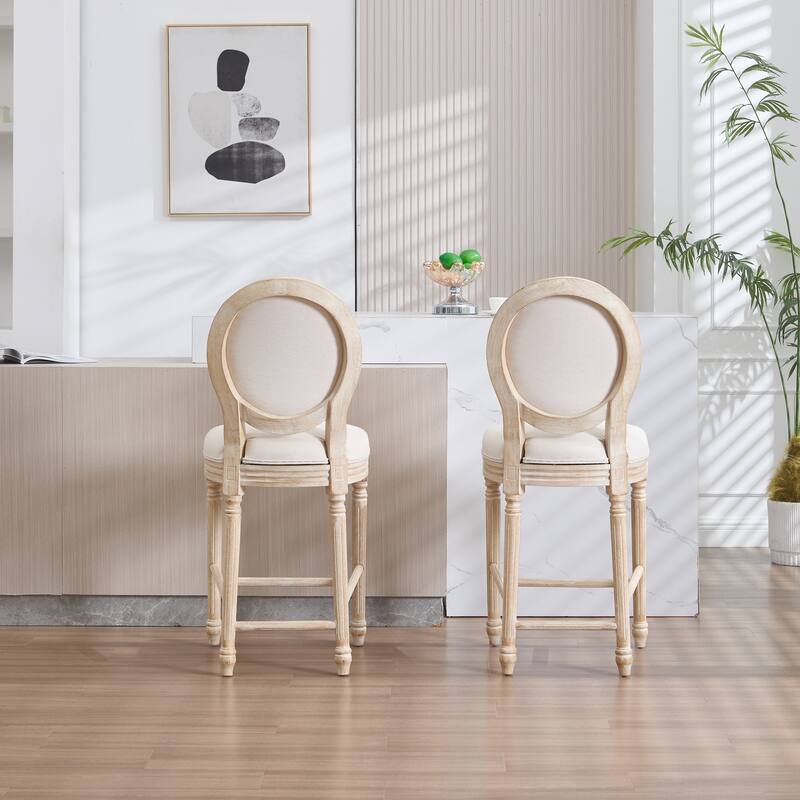 Dining Chairs Set of 2, Upholstered Chairs with Round Back, Wire Drawing and Carving Techniques,Disassemblable