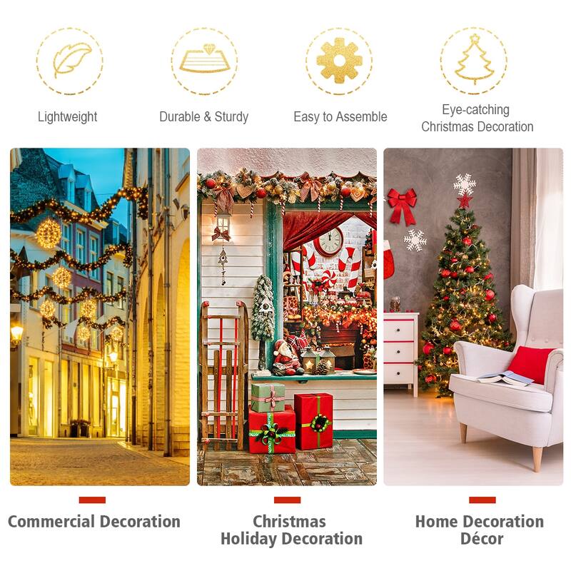 Gymax 6ft Pre-lit LED Light Christmas Fir Tree w/8 Flash Modes Patio
