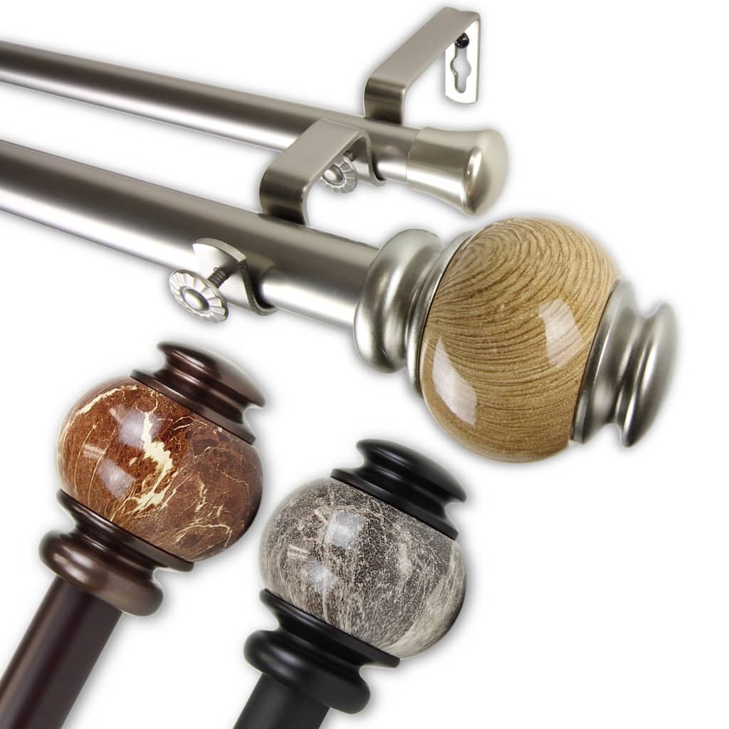 InStyleDesign Onyx 1 inch Diameter Adjustable Double Curtain Rod
