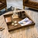 preview thumbnail 56 of 76, KINWELL Square Black Walnut Wood Serving Tray Ottoman Tray with Handles