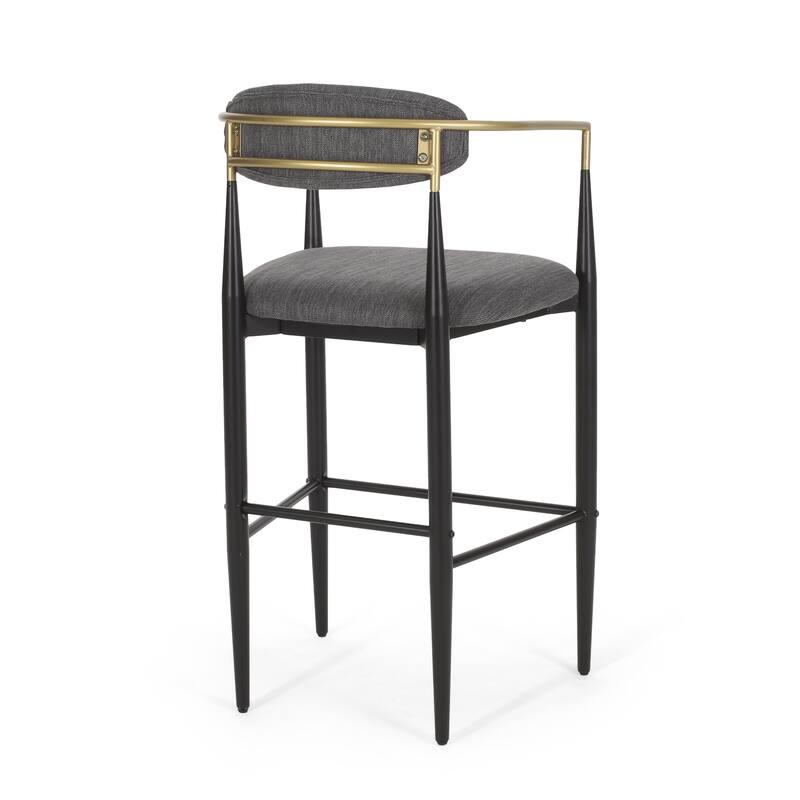 Counter Height Bar Stools Set of 2, Dining Bar Stool with Upholstered Seats, Kitchen Island Chairs with Backs and Iron Legs