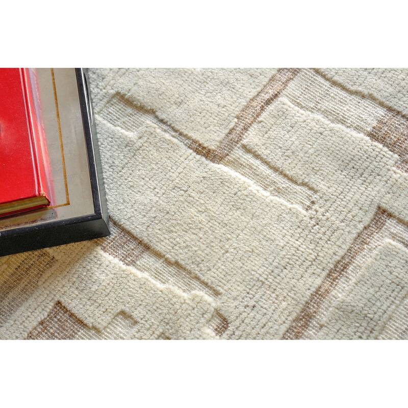 Exquisite Rugs Calexico Handmade Handwoven New Zealand Wool Ivory/Beige Area Rug