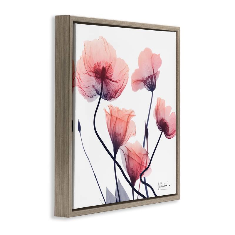 Stupell Pink Chic Simple Flowers Framed Floater Canvas Wall Art Design By Albert Koetsier